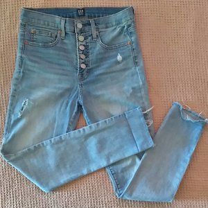 GAP Blue High Rise Button Fly Skinny Jeans